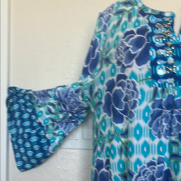 Ruby Rd. Floral Blue and Green Women's Top. Size S - Picture 3 of 5